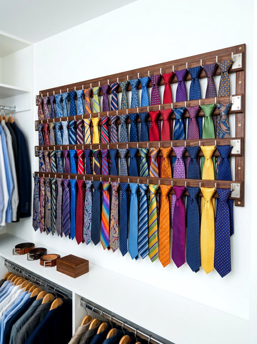 Tie Rack Wall Mount - 30 micro closet organization ideas