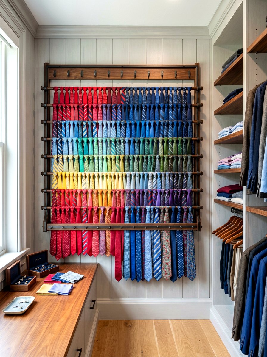Tie Rack Wall Mount - 30 organizing small closets ideas