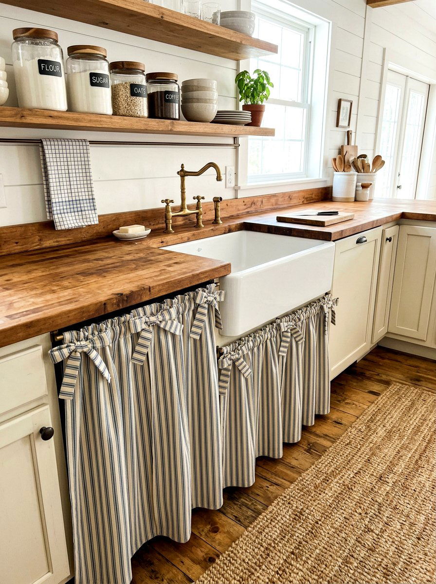 Tie Top Sink Skirt - 30 sink skirt kitchen ideas