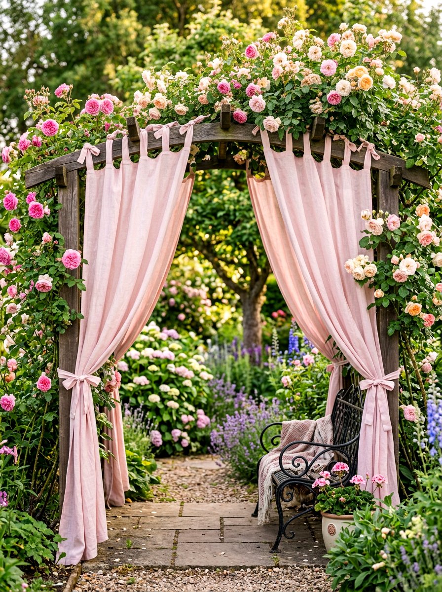Tie top romantic curtains - 30 cabana curtain ideas