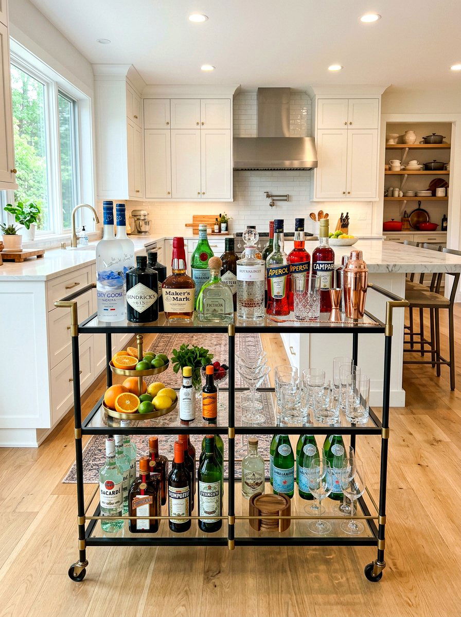 Tiered Bar Cart - 30 champagne cart decor ideas