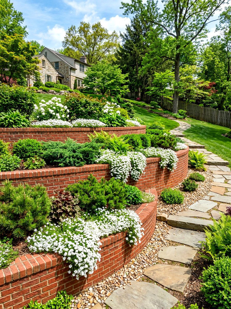 Tiered Brick Garden Bed - 30 flower bed landscaping ideas