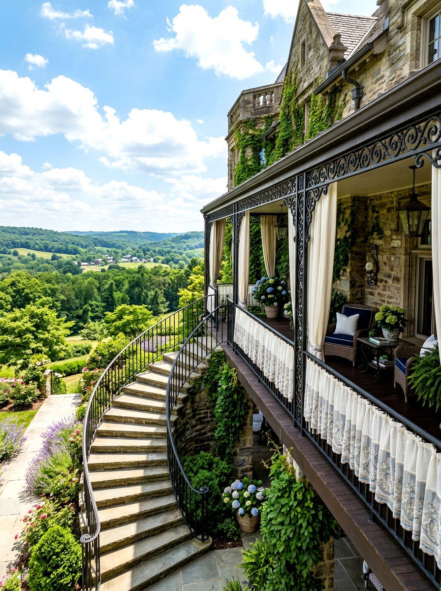 Tiered Cafe Curtains For High Porch Railing - 30 porch with cafe curtains ideas
