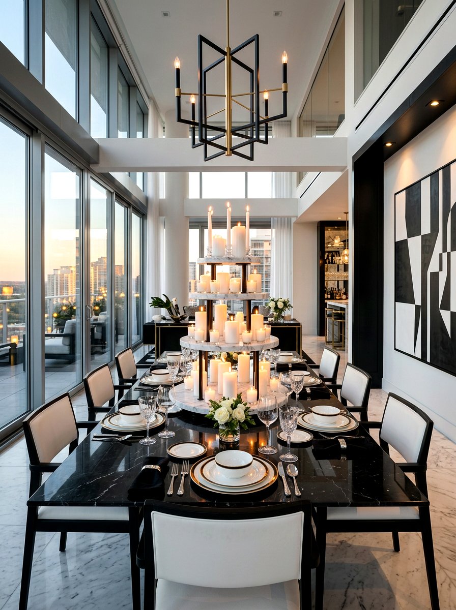 Tiered Candles On Marble - 30 candle centerpiece ideas