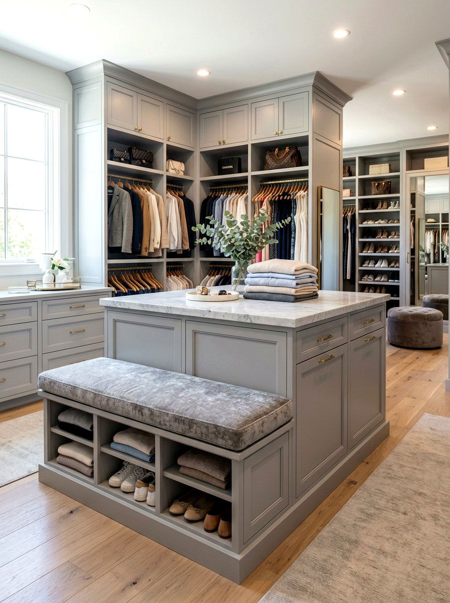 Tiered Closet Island - 30 closet island storage ideas