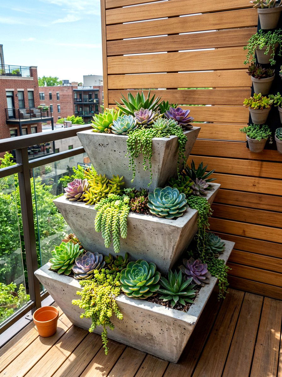 Tiered Concrete Planter Set - 30 concrete planter ideas