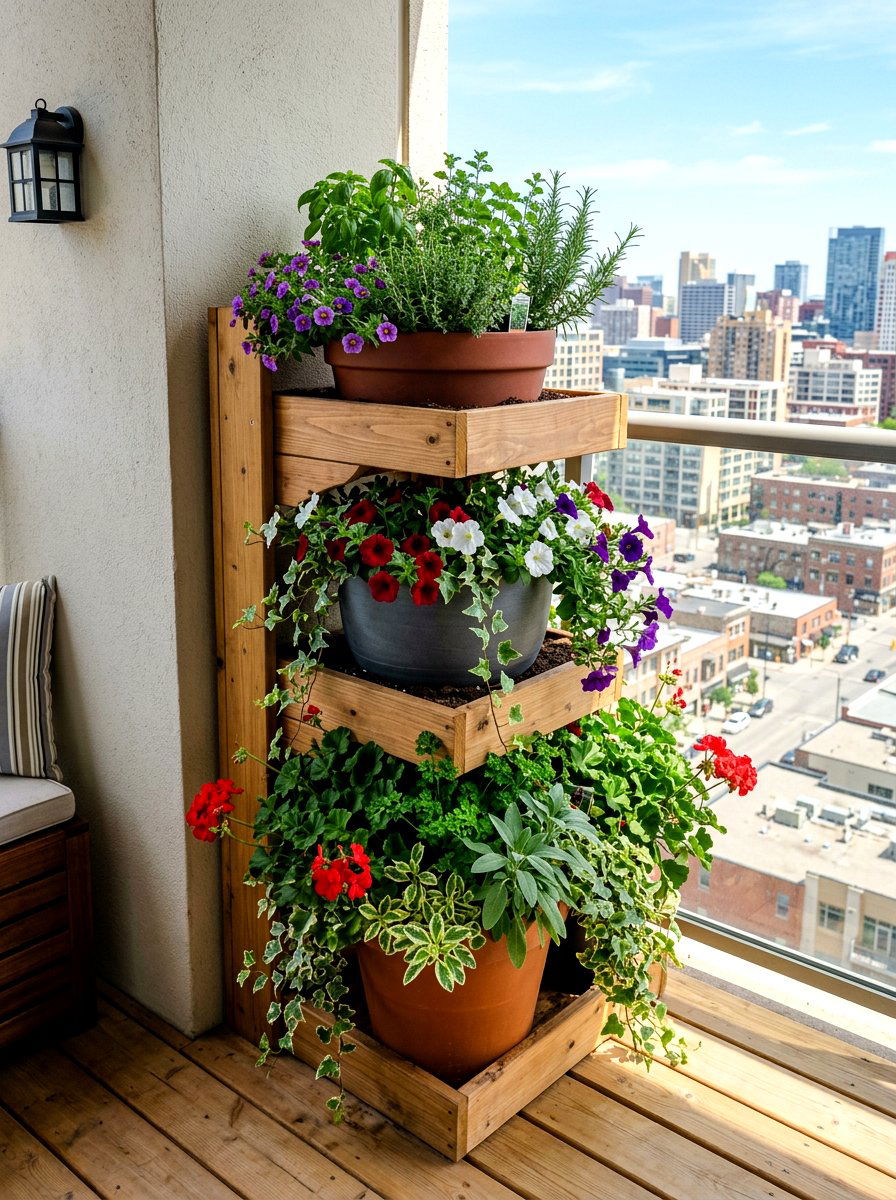 Tiered Corner Garden Planter - 30 large planter ideas