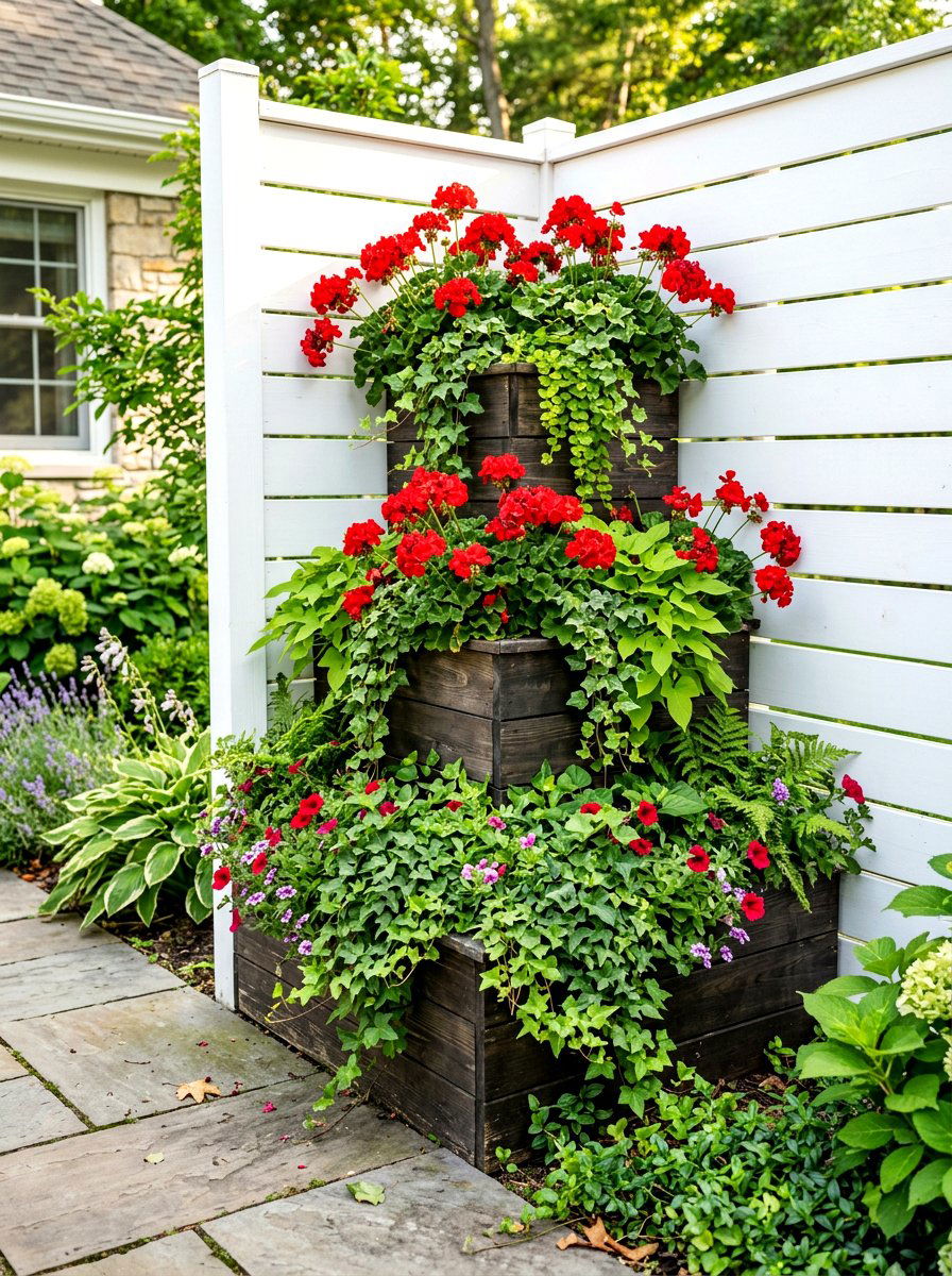 Tiered Corner Garden Planters - 30 corner garden ideas