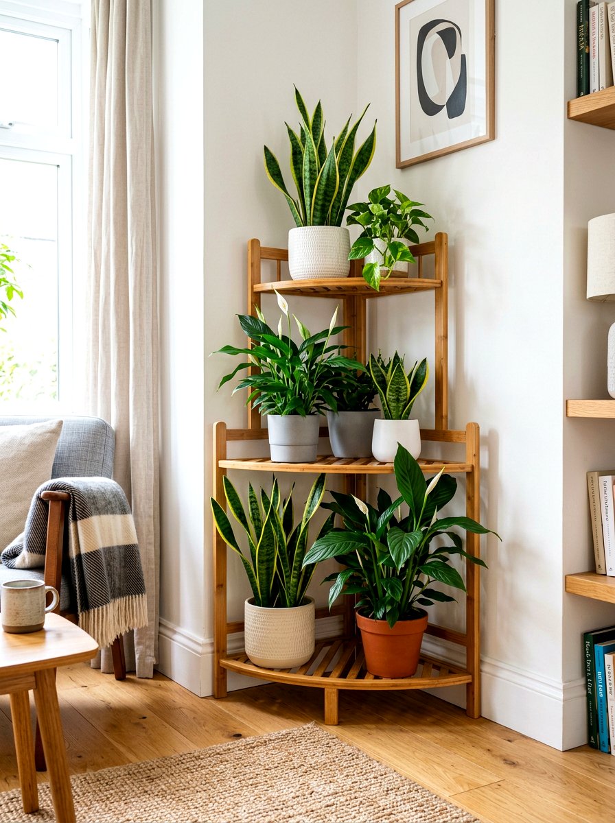 Tiered Corner Plant Stand - 30 vertical garden corner ideas