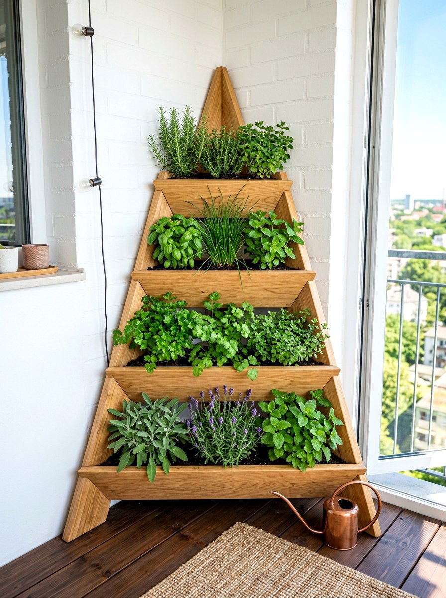 Tiered Corner Planter - 30 vertical vegetable garden ideas