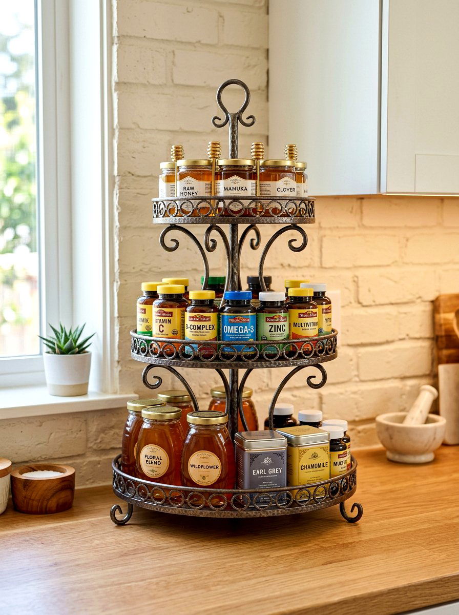 Tiered Cupcake Stand Organizer - 30 cake stand kitchen decor ideas