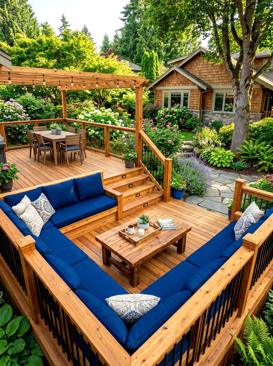 Tiered Deck With Built In Seating - 30 multi level deck ideas