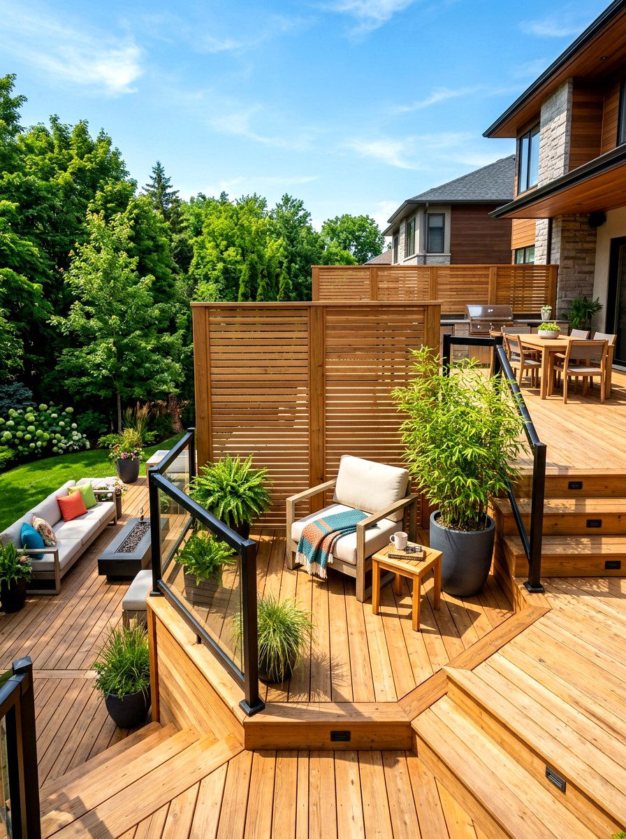 Tiered Deck With Privacy Screen - 30 multi level deck ideas