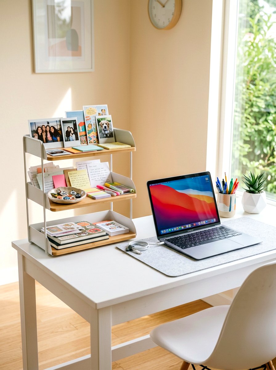 Tiered Desktop Tray - 30 scrapbook storage ideas