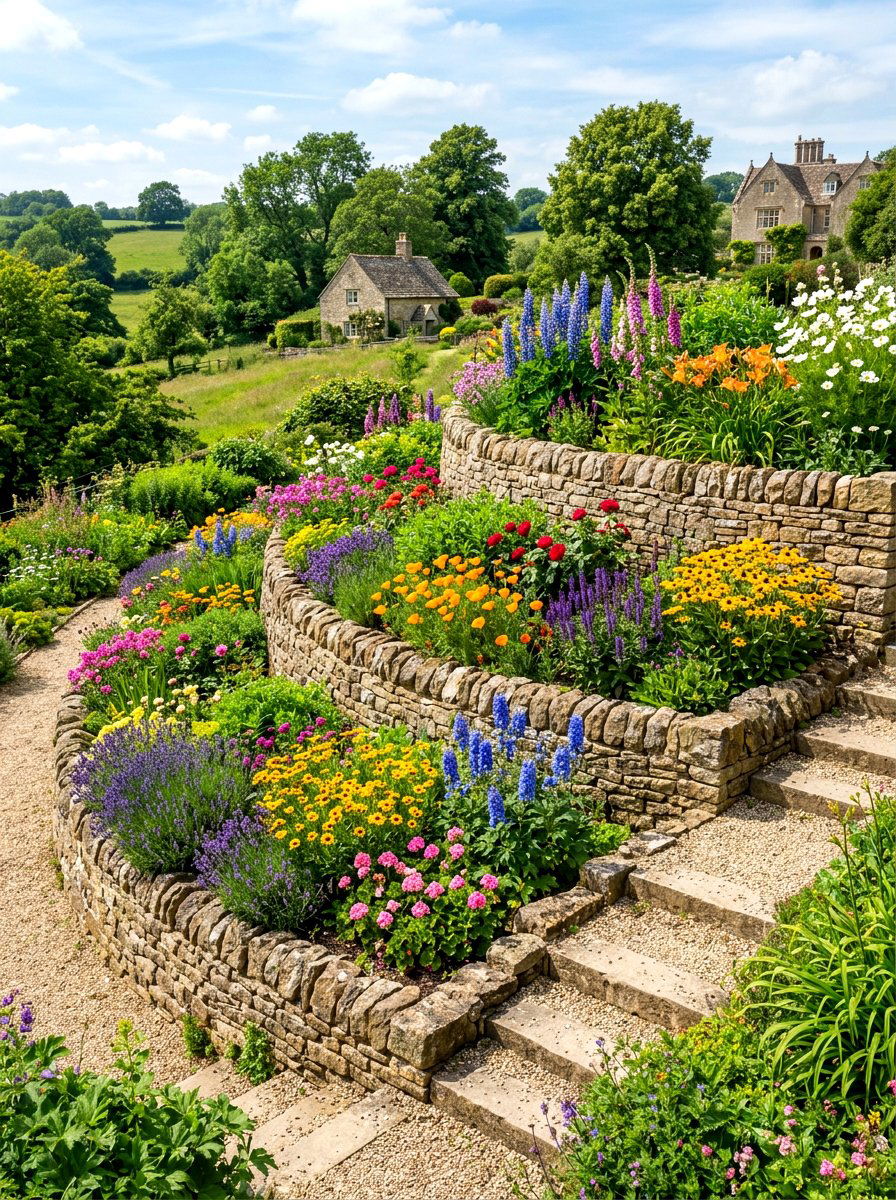 Tiered Flower Garden - 30 small front yard ideas