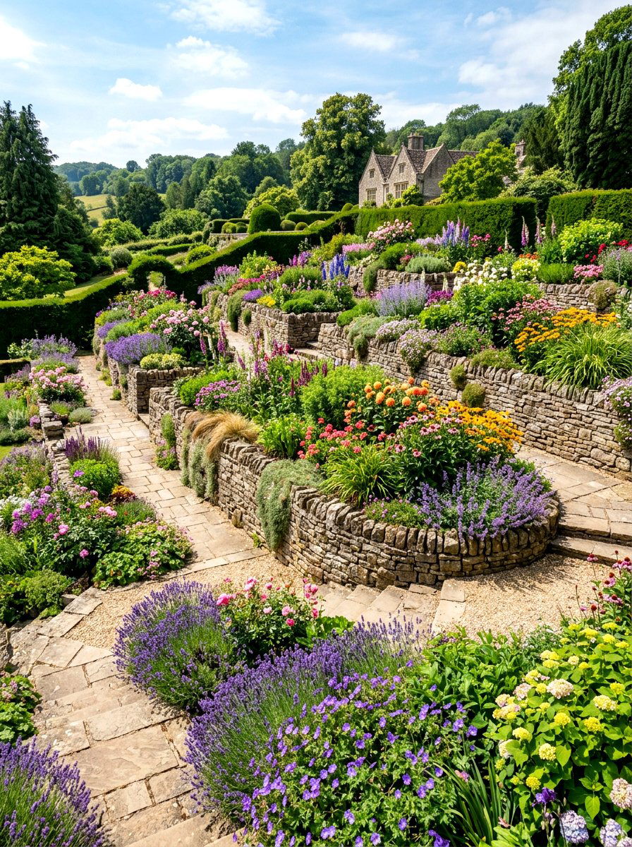 Tiered Flower Garden - 30 cutting garden layout ideas