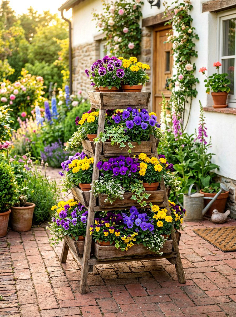 Tiered Front Porch Flower Pots - 30 front porch flower pot ideas
