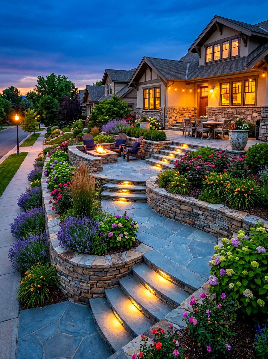Tiered Front Yard Patio - 30 front patio ideas
