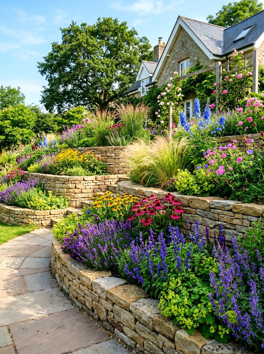 Tiered Garden Bed - 30 hillside landscaping ideas