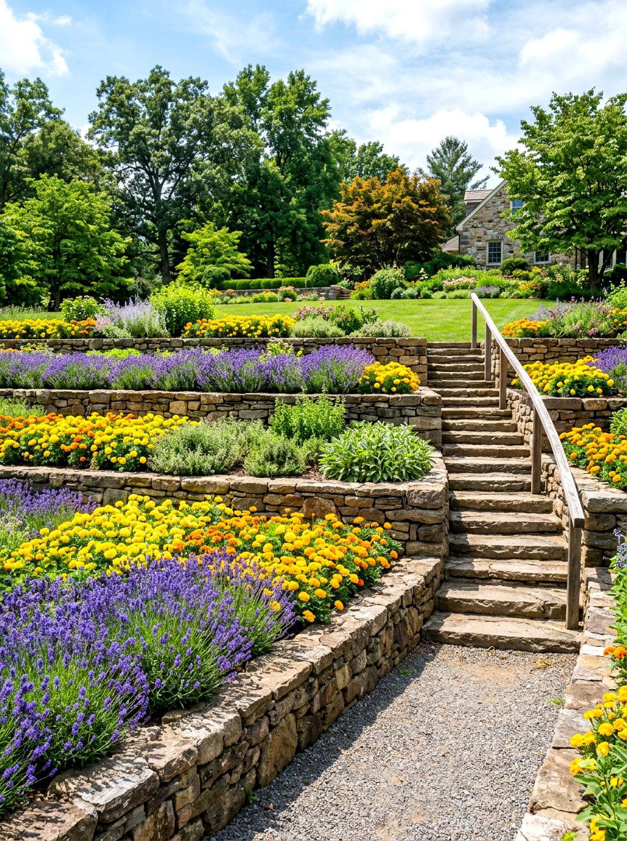 Tiered Garden Bed - 30 retaining wall flower bed ideas