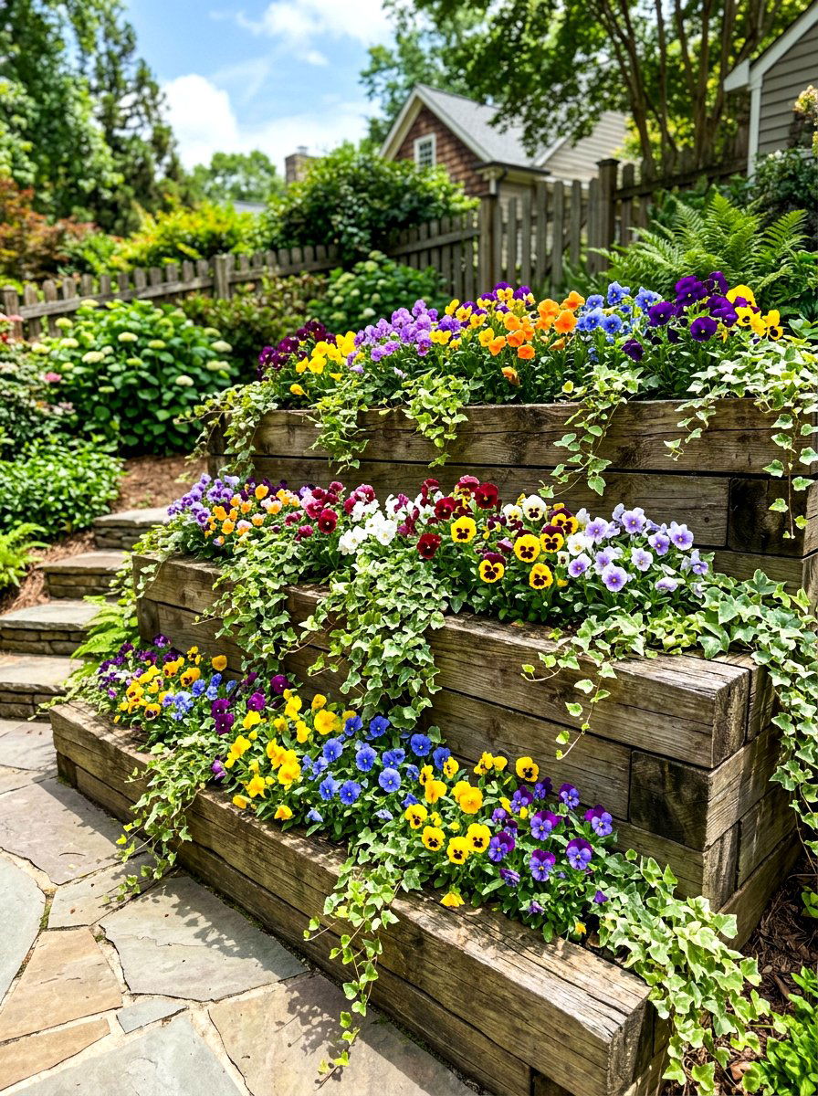 Tiered Garden Bed - 30 small flower bed ideas