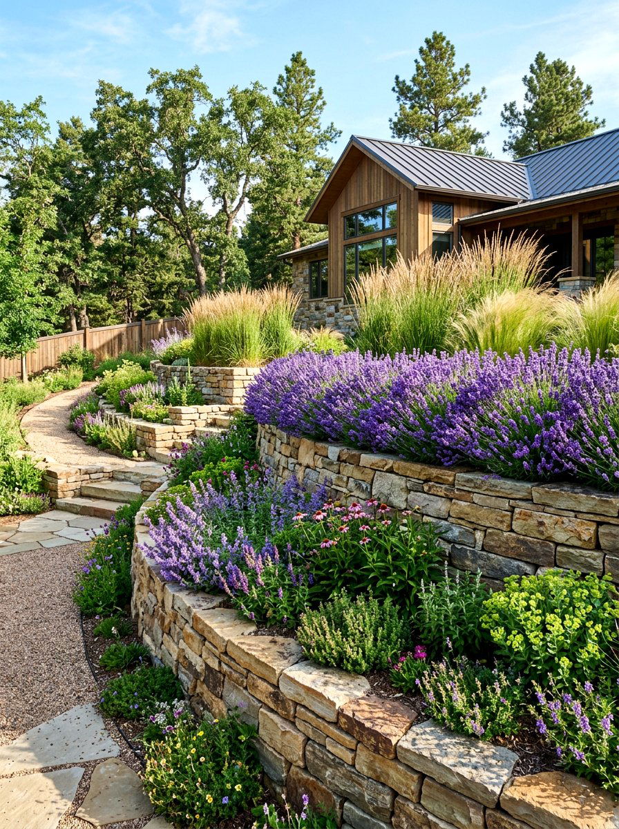 Tiered Garden Bed - 30 asymmetrical curb appeal ideas