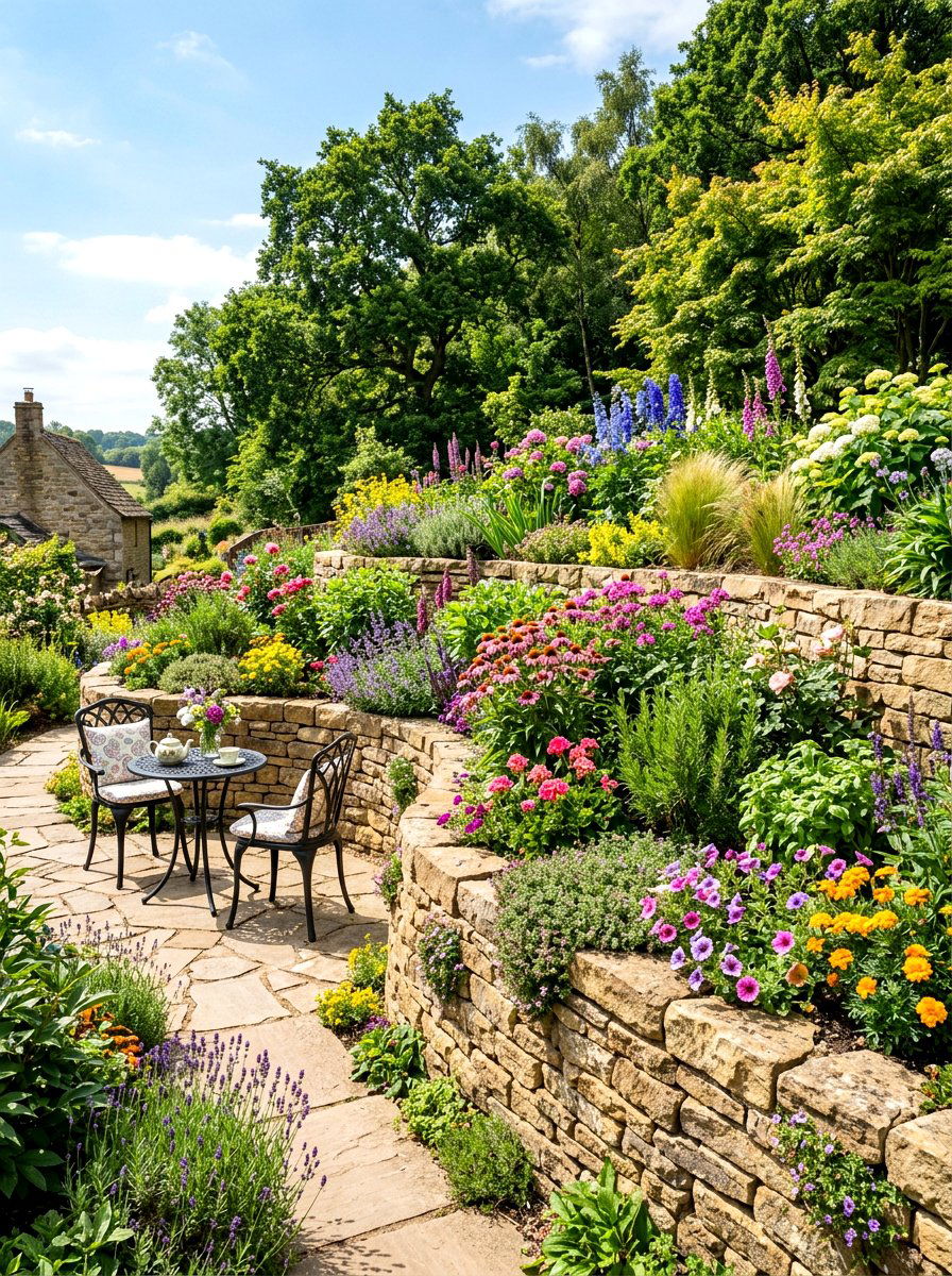 Tiered Garden Bed - 30 intimate patio ideas