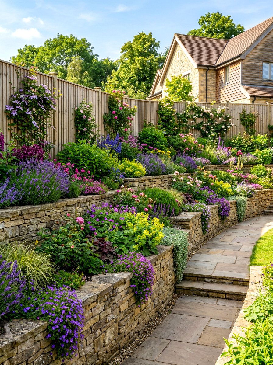 Tiered Garden Border - 30 fence border ideas