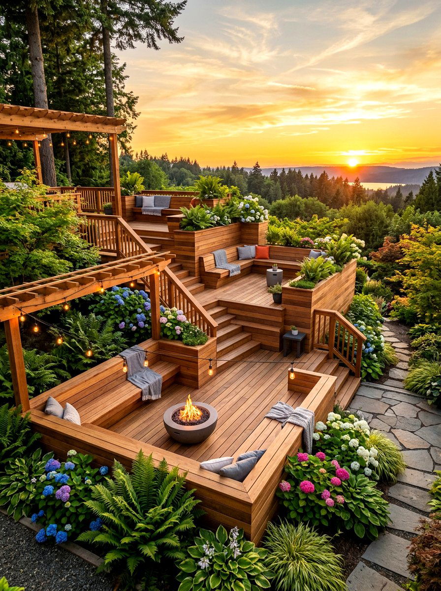 Tiered Garden Deck Seating - 30 split level seating ideas