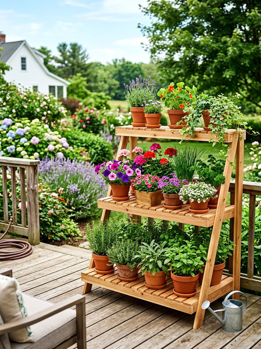 Tiered Garden Stand - 30 budget vertical garden ideas
