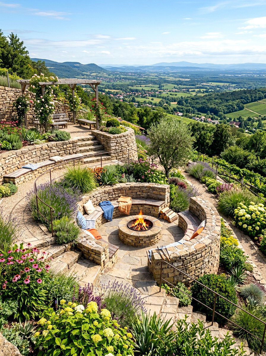 Tiered Garden Sunken Fire Pit - 30 sunken fire pit ideas
