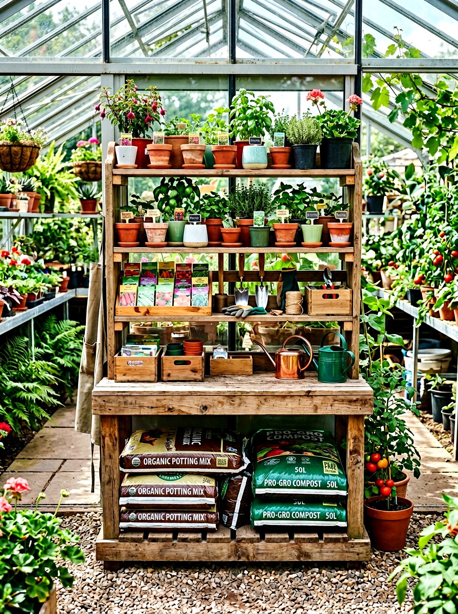 Tiered Garden Work Station - 30 greenhouse potting bench ideas