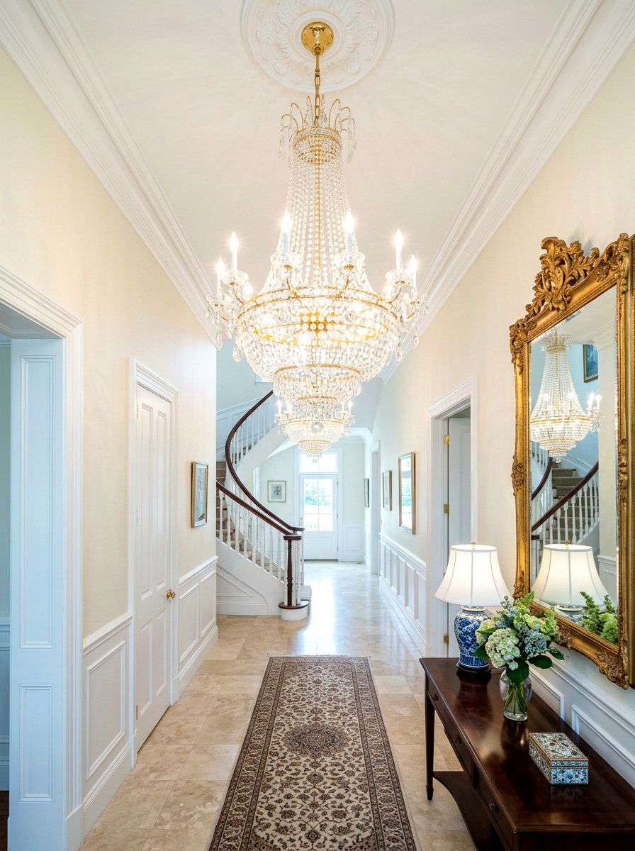 Tiered Glass Chandelier - 30 long foyer lighting ideas