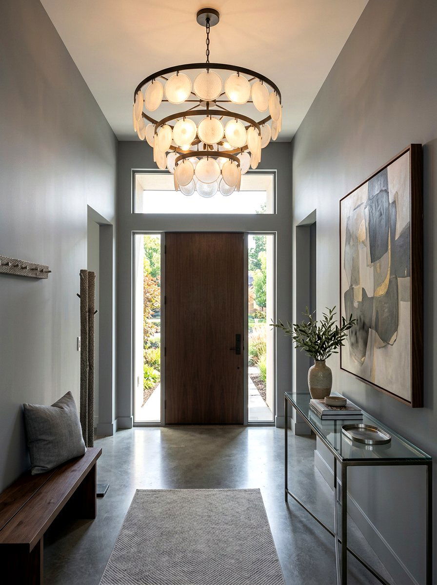 Tiered Glass Disc Light - 30 foyer chandelier ideas