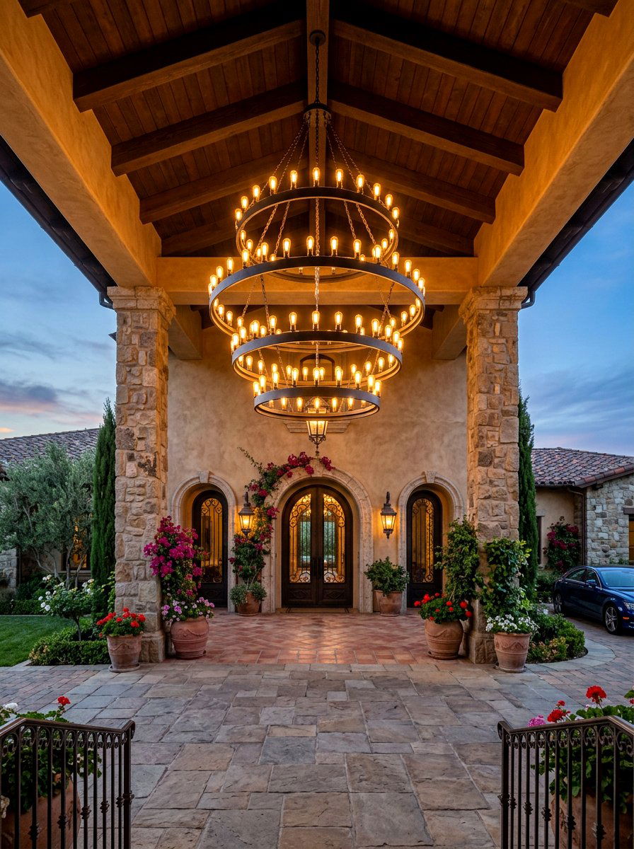 Tiered Grand Entryway Chandelier - 30 outdoor chandelier ideas