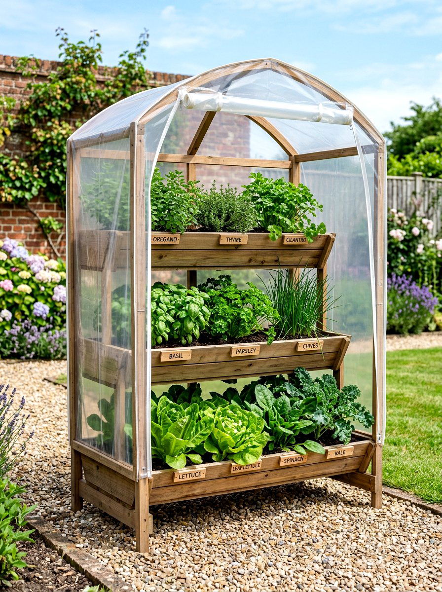 Tiered Greenhouse Garden Bed - 30 raised bed greenhouse ideas