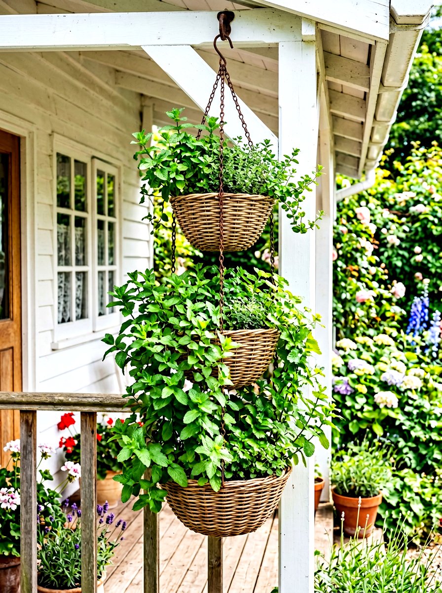 Tiered Hanging Herb Basket - 30 tiered herb planter ideas