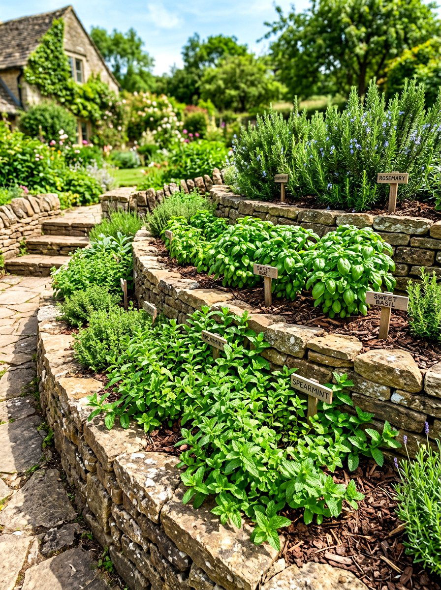 Tiered Herb Garden Slope - 30 slope garden ideas