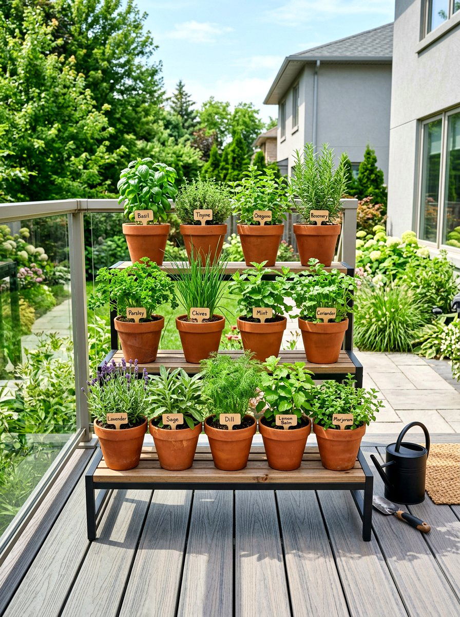 Tiered Herb Garden Stand - 30 herb container garden ideas