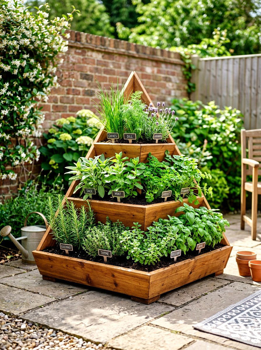 Tiered Herb Planter - 30 kitchen vegetable garden ideas