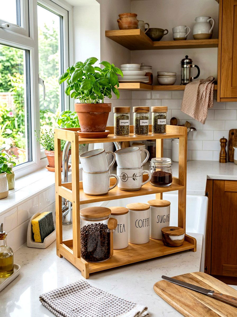 Tiered Kitchen Counter Rack - 30 no drill shelf styling ideas