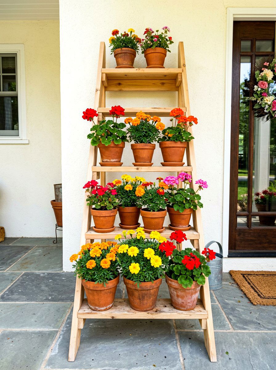 Tiered Ladder Planter - 30 vertical garden ideas