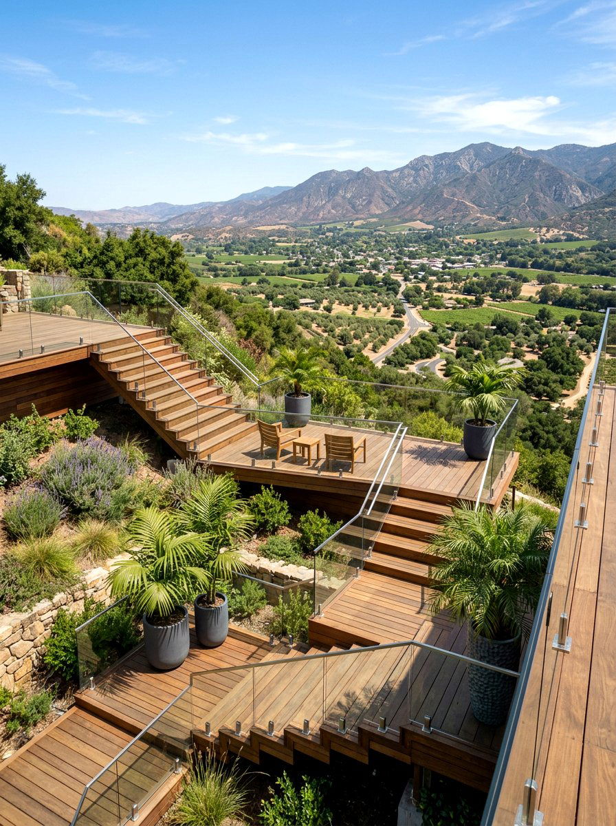 Tiered Landing Deck Stairs - 30 deck stair ideas
