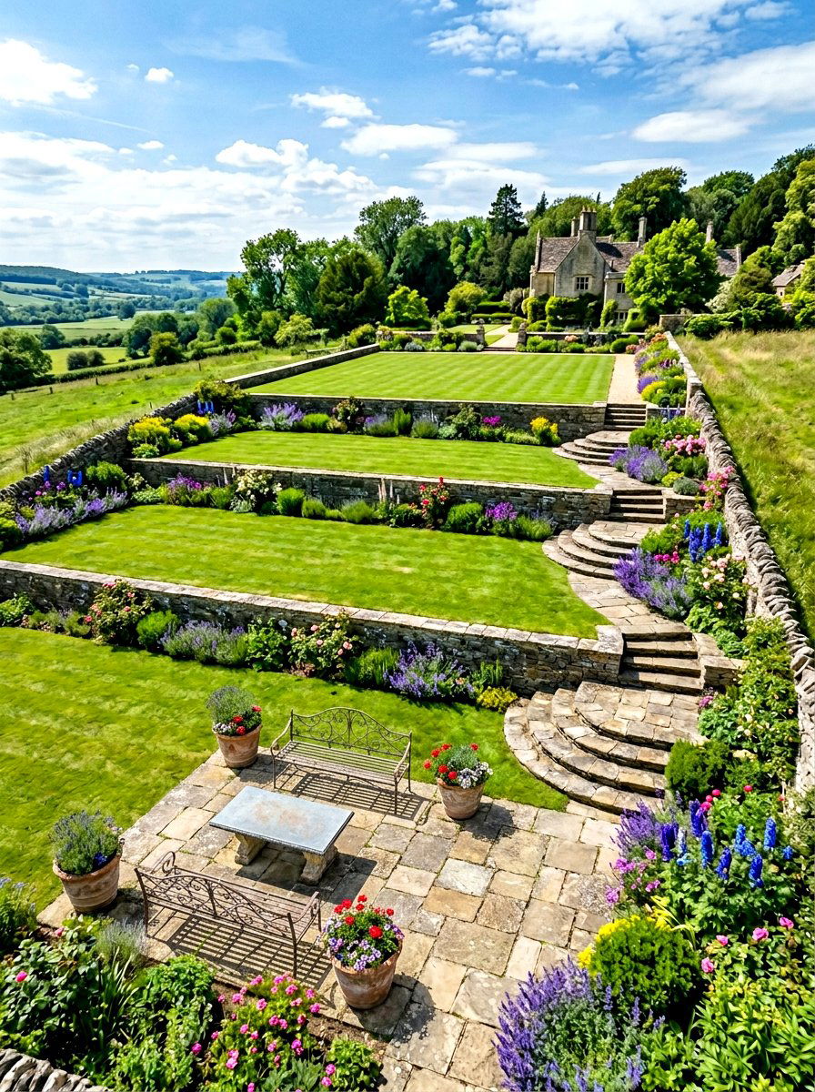Tiered Lawn - 30 formal garden ideas