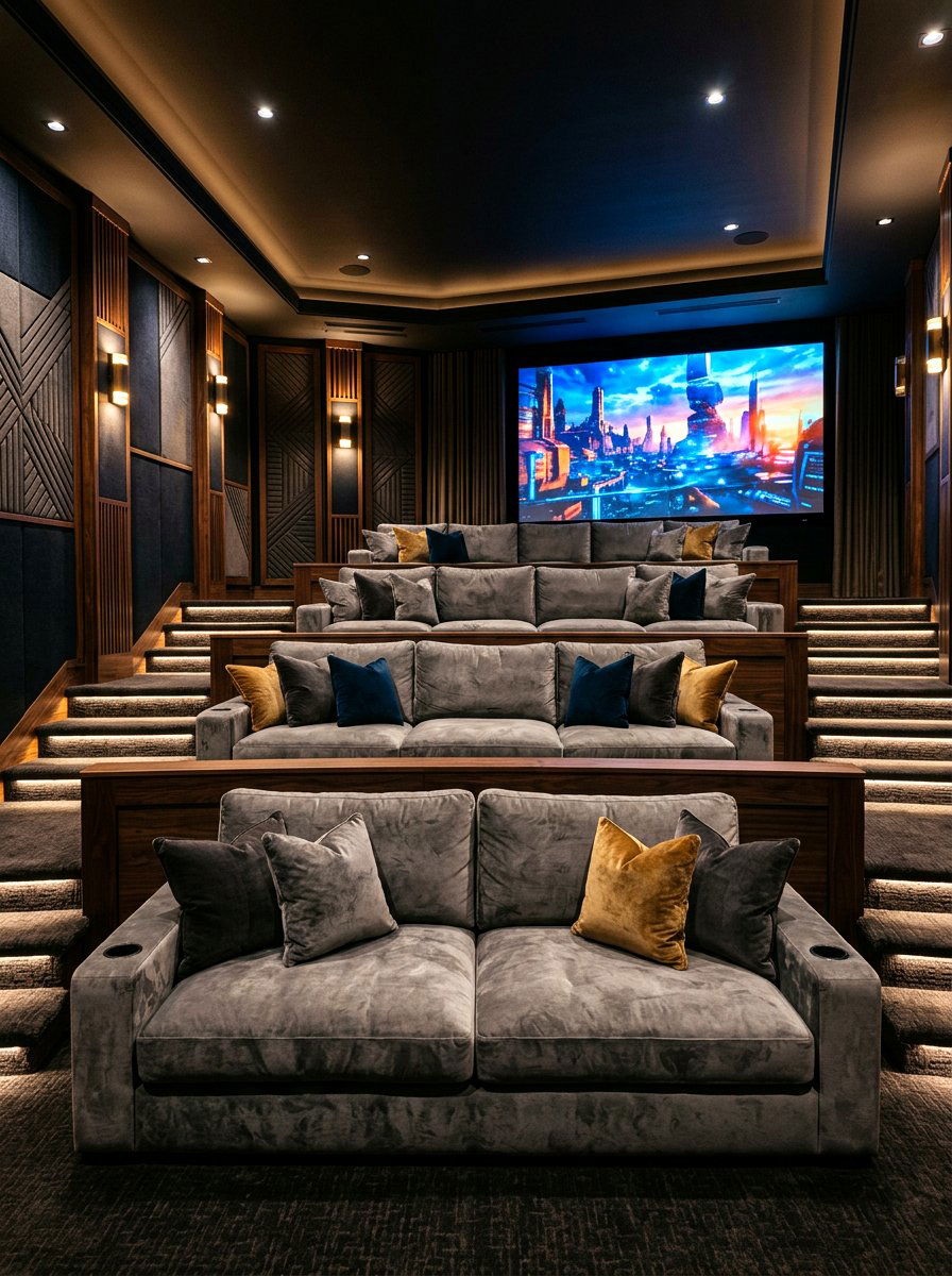 Tiered Media Room Sofa - 30 split level seating ideas