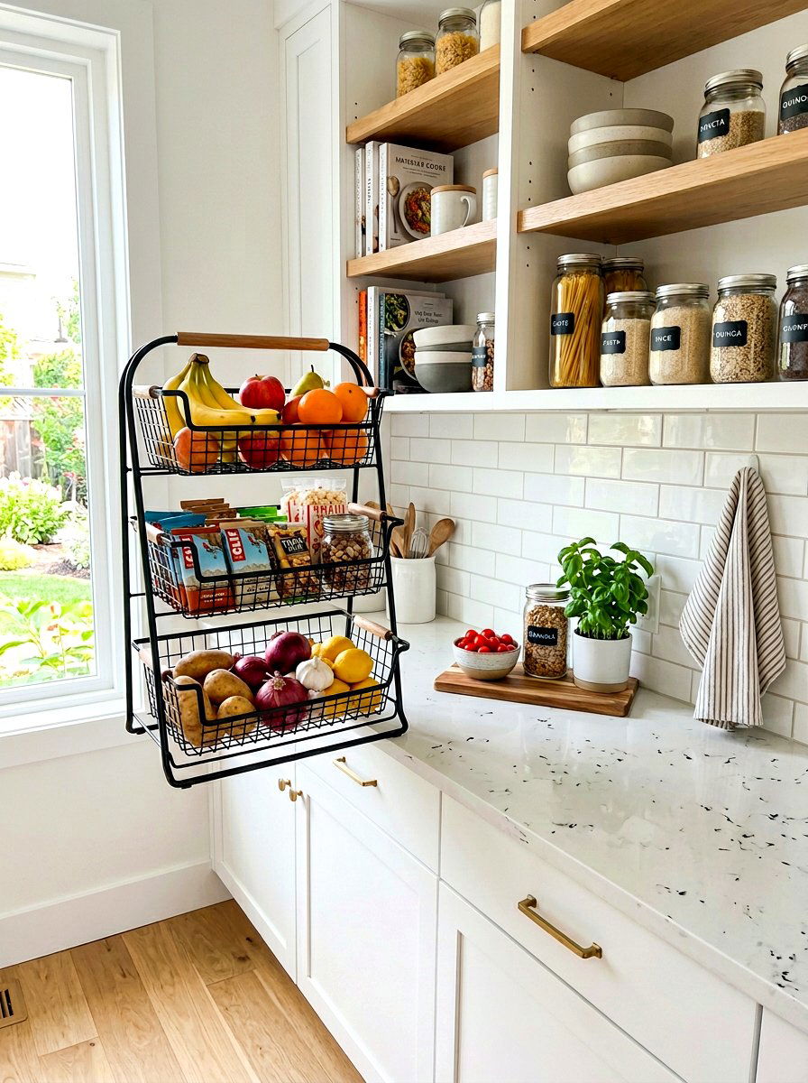 Tiered Pantry Basket - 30 basket pantry organization ideas
