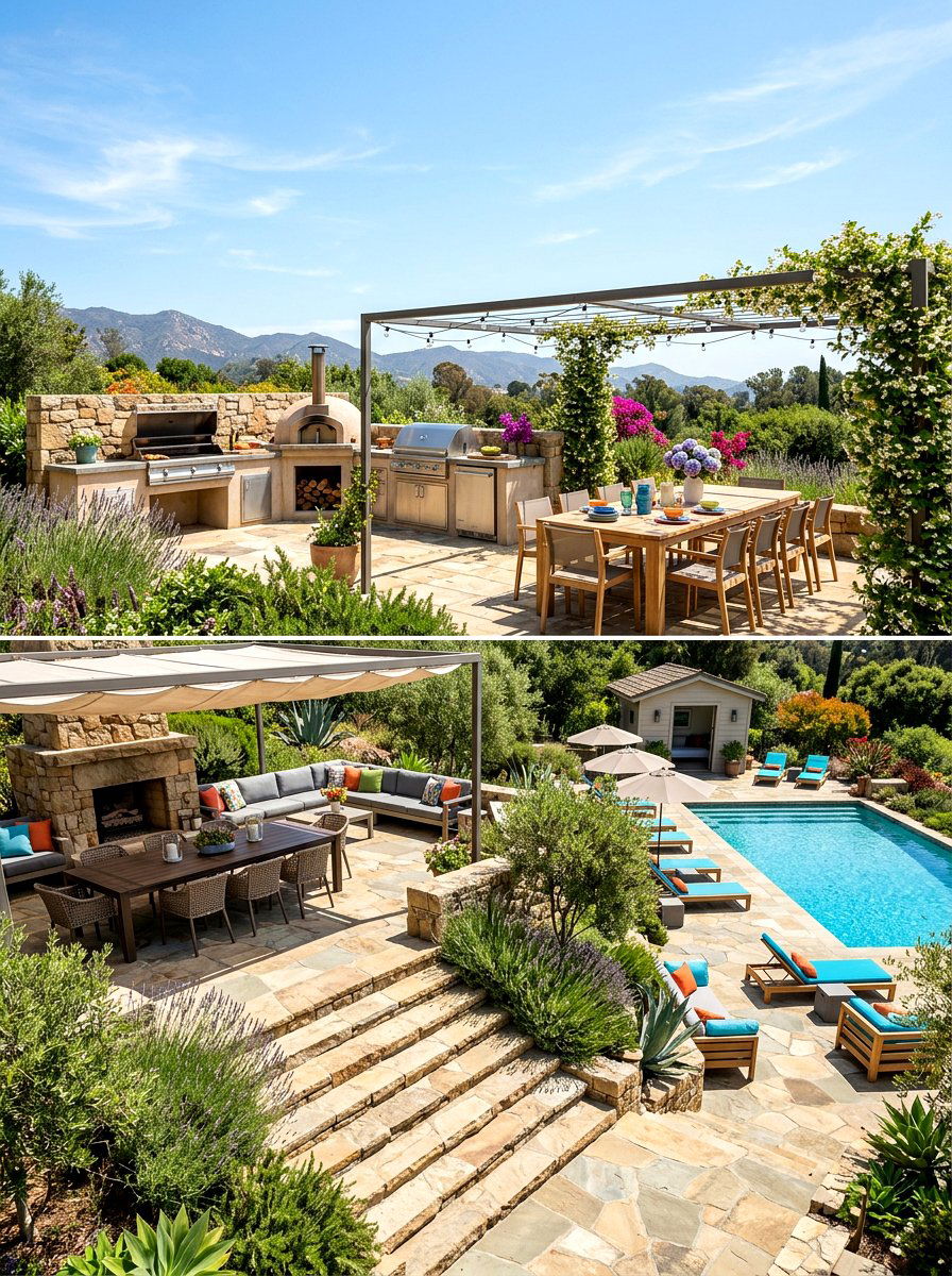 Tiered Patio Dining - 30 poolside dining ideas