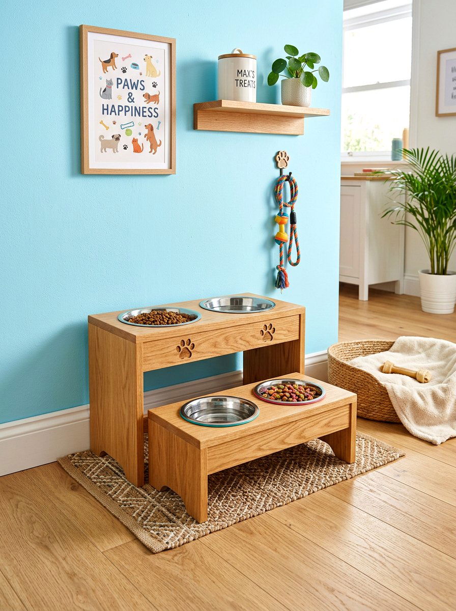Tiered Pet Feeding Station - 30 mudroom pet feeding ideas