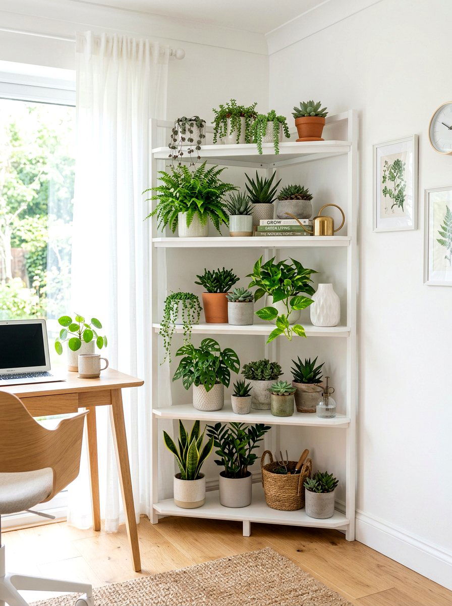 Tiered Plant Shelf - 30 plant corner styling ideas