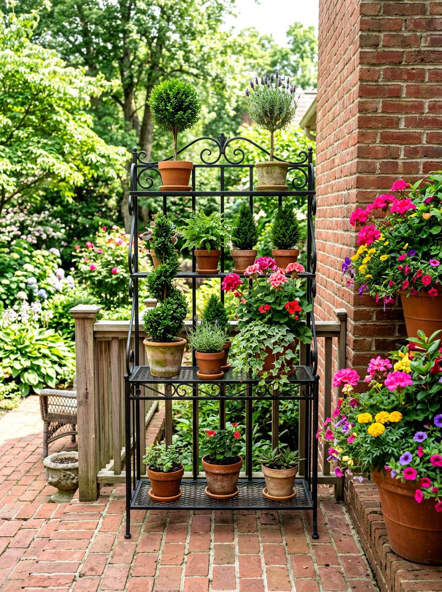 Tiered Plant Stand - 30 topiary porch ideas